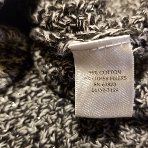 CJ Banks Sweater Womens Plus Size 3X Black White Cardigan Fall Short Sleeve - Picture 8 of 11